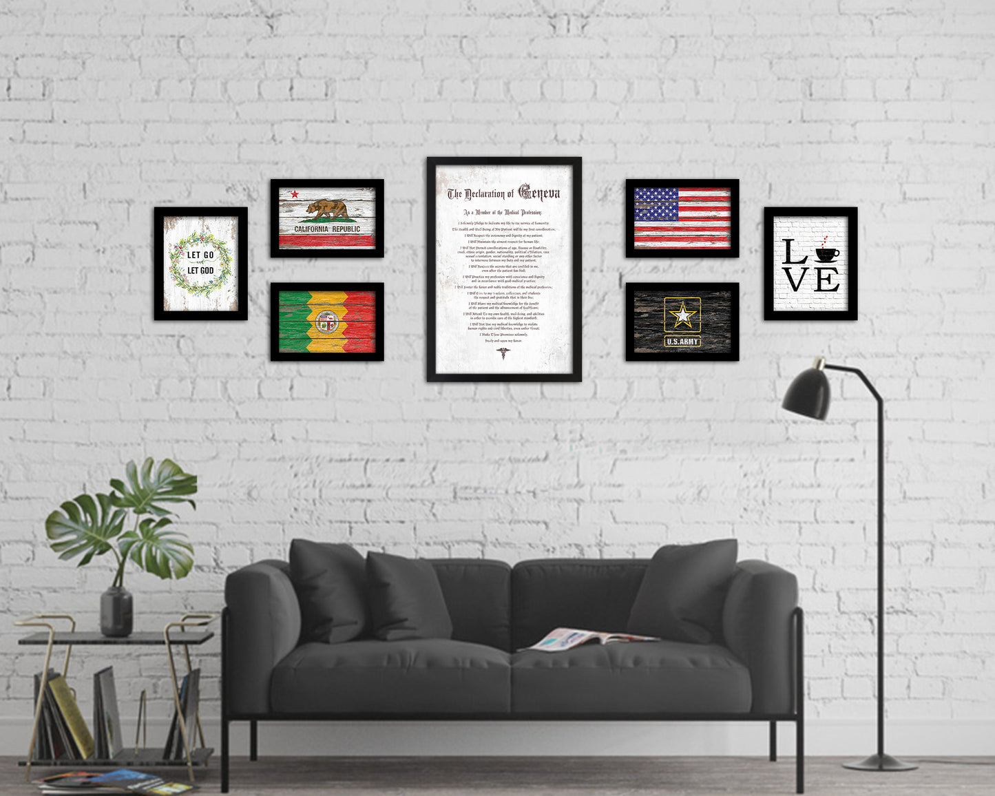 Geneva Oath Declarations Gifts for Medical Students Doctor Office Decor Wall Art, White