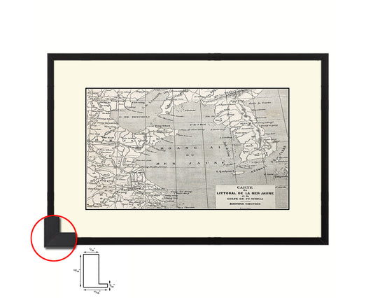 Yellow Sea Coast Erhard Bonaparte Paris 1864 Old Map Framed Print Art Wall Decor Gifts