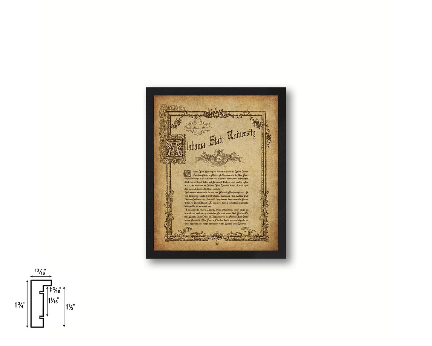 Alabama State University, Alabama, Custom Framed Document Print Wall Art Decor Gifts