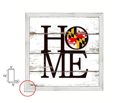 Maryland State Flag Home Sign Framed Print Decor Wall Art Gifts