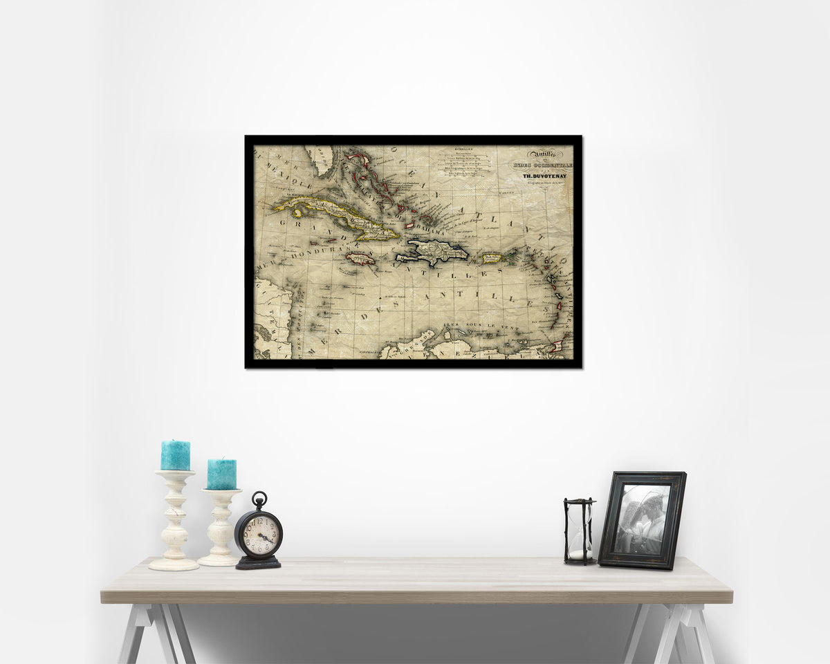 West Indies and Caribbean 1846 Historical Map Framed Print Art Wall Decor Gifts