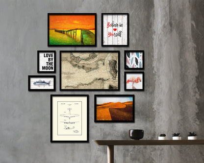 Gibraltar Historical Map Framed Print Art Wall Decor Gifts