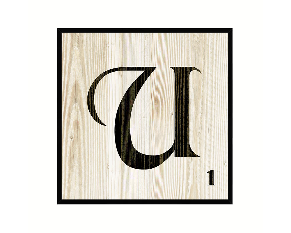 Letter U Custom Scrabble Sign Framed Prints Wall Art Decor Gifts, Wood