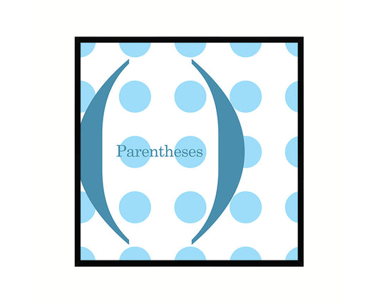 Parentheses Punctuation Symbol Framed Print Home Decor Wall Art Teacher Gifts