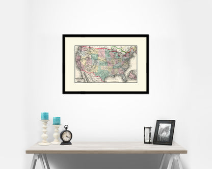 United States Mitchell 1870 Old Map Framed Print Art Wall Decor Gifts