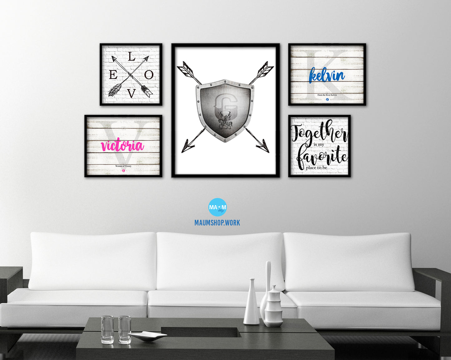Letter G Medieval Castle Knight Shield Custom Monogram Framed Prints Wall Art
