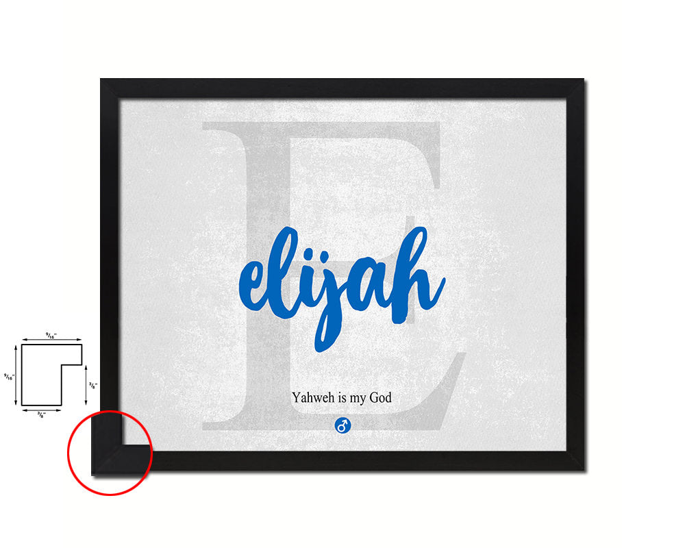 Elijah Personalized Bible Name Plate Framed Print Art Kids Baby Room Wall Decor Gifts