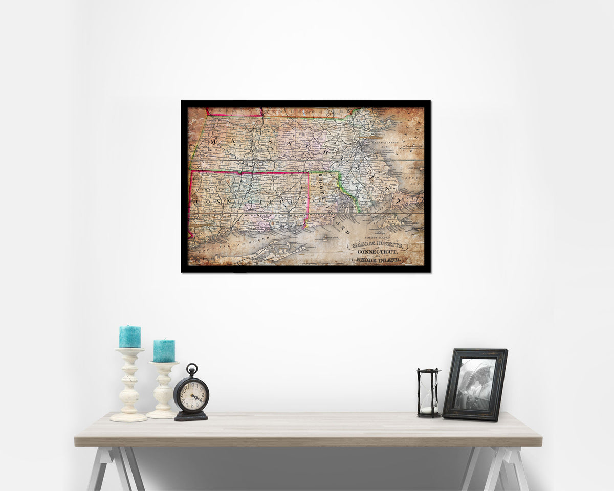 Massachusetts Spofford's Atlas United States 1900 Antique Map Framed Print Art Wall Decor Gifts
