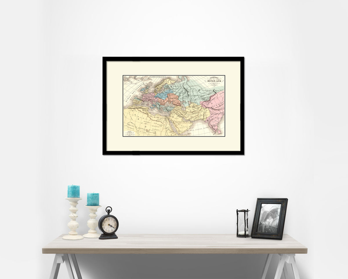 Europe in the middle ages Crusades Old Map Framed Print Art Wall Decor Gifts