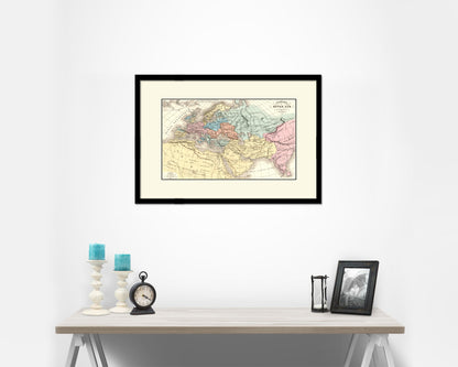 Europe in the middle ages Crusades Old Map Framed Print Art Wall Decor Gifts