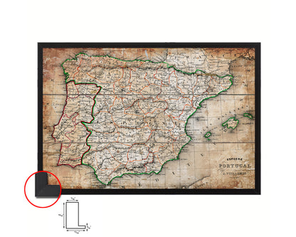 Spain and Portugal 1846 Antique Map Framed Print Art Wall Decor Gifts