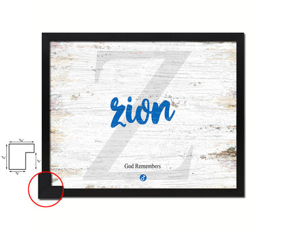 Zion Personalized Bible Name Plate Framed Print Art Kids Baby Room Wall Decor Gifts