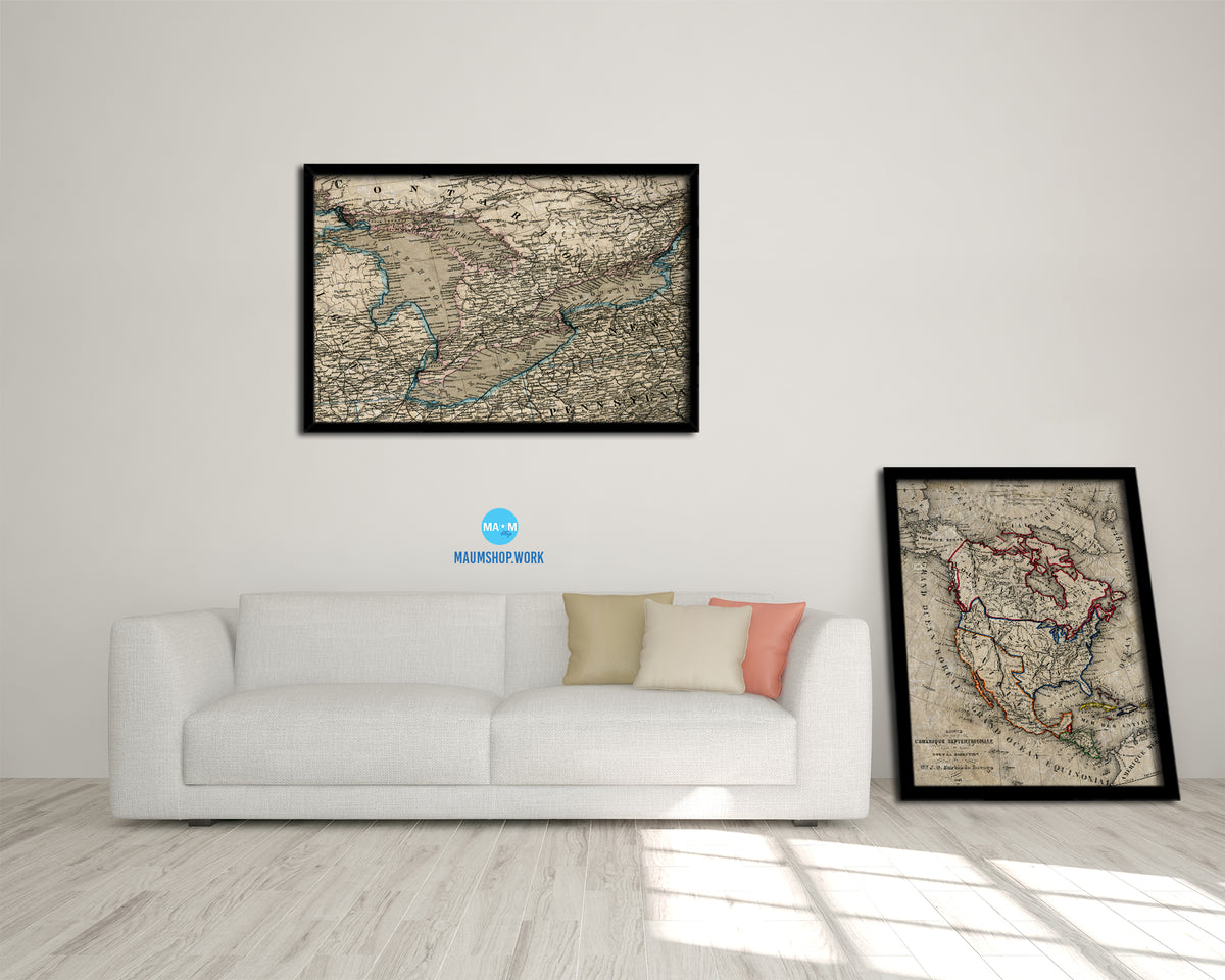 Great Lakes Historical Map Framed Print Art Wall Decor Gifts