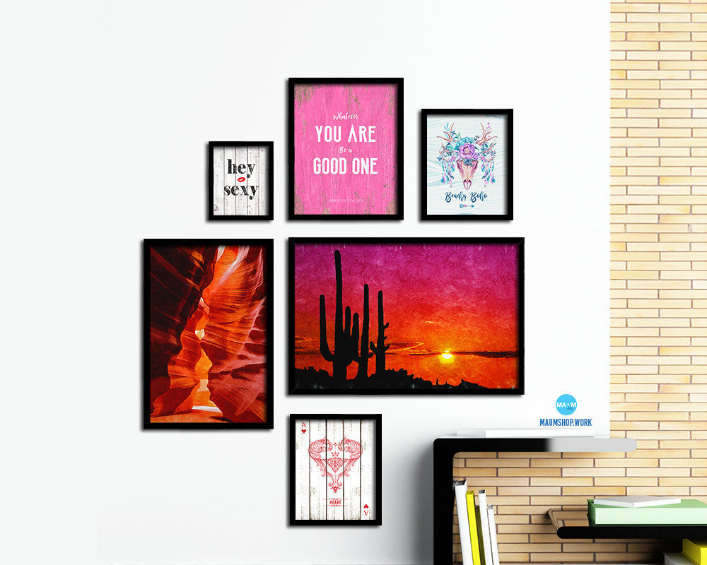 Sunset in Mexican Canyon Landscape Painting Print Art Frame Home Wall Decor Gifts