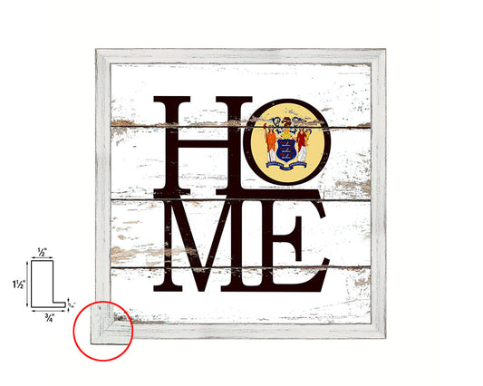New Jersey State Flag Home Sign Framed Print Decor Wall Art Gifts
