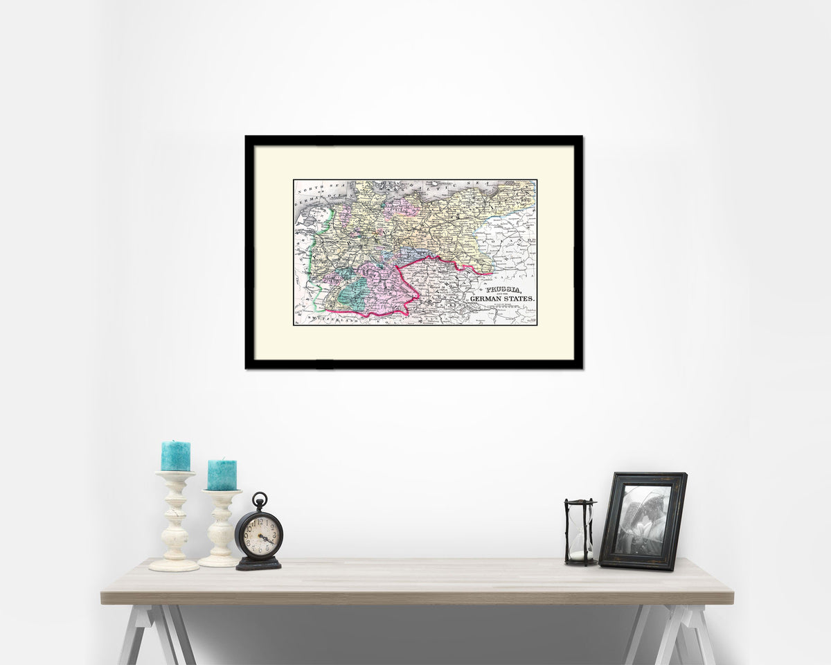 Prussia Germany Old Map Framed Print Art Wall Decor Gifts