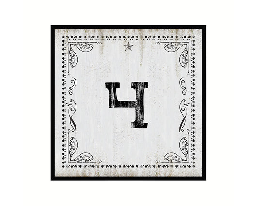 Number 4 Custom Monogram Name Sign Framed Prints Wall Art Décor, White Wash