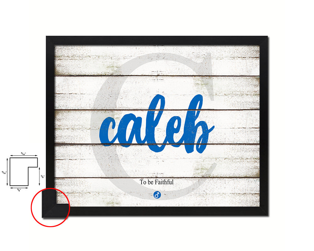 Caleb Personalized Bible Name Plate Framed Print Art Kids Baby Room Wall Decor Gifts