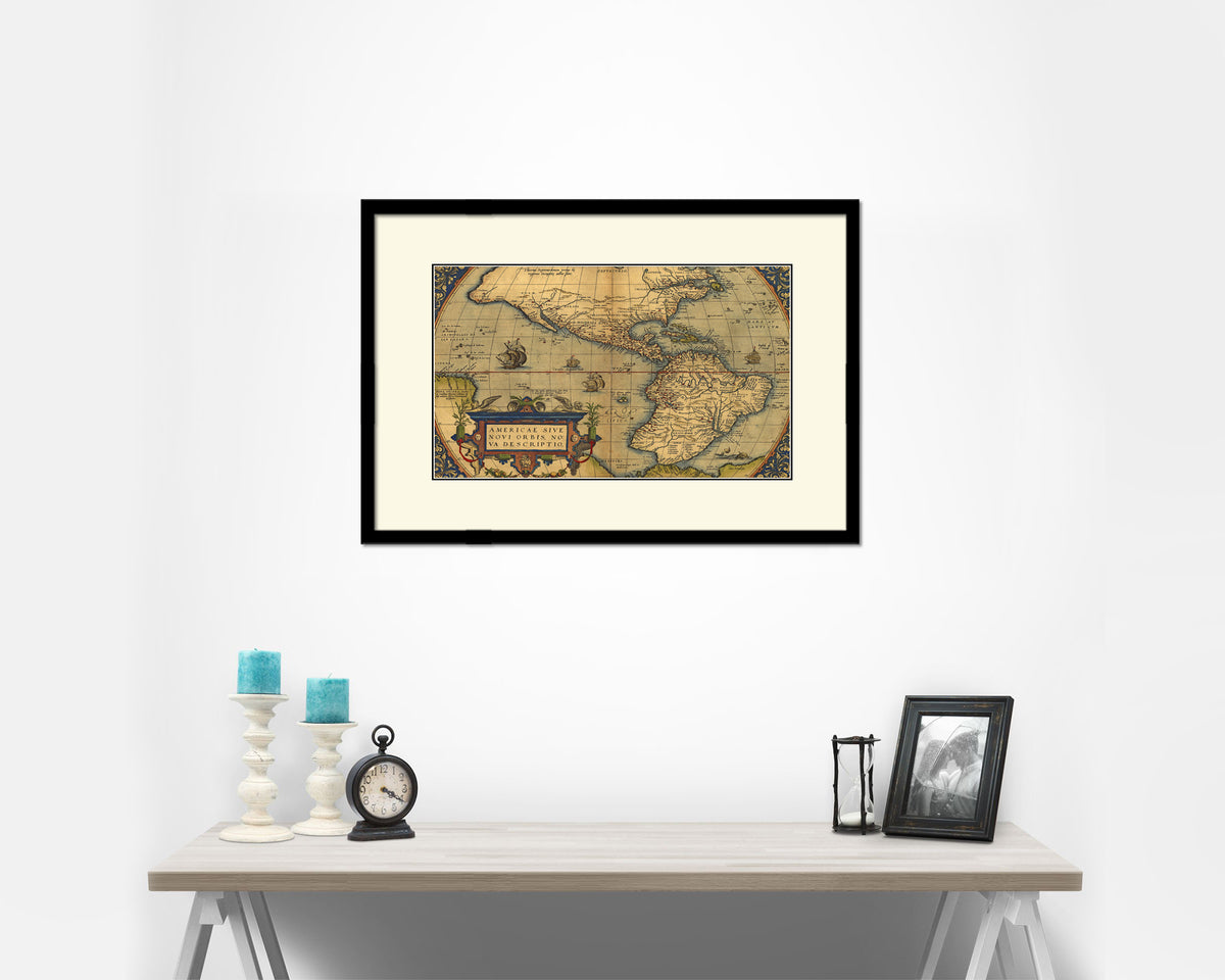 America Theatrum Orbis Terrarum Abraham Antwerp 1570 Old Map Framed Print Art Gifts