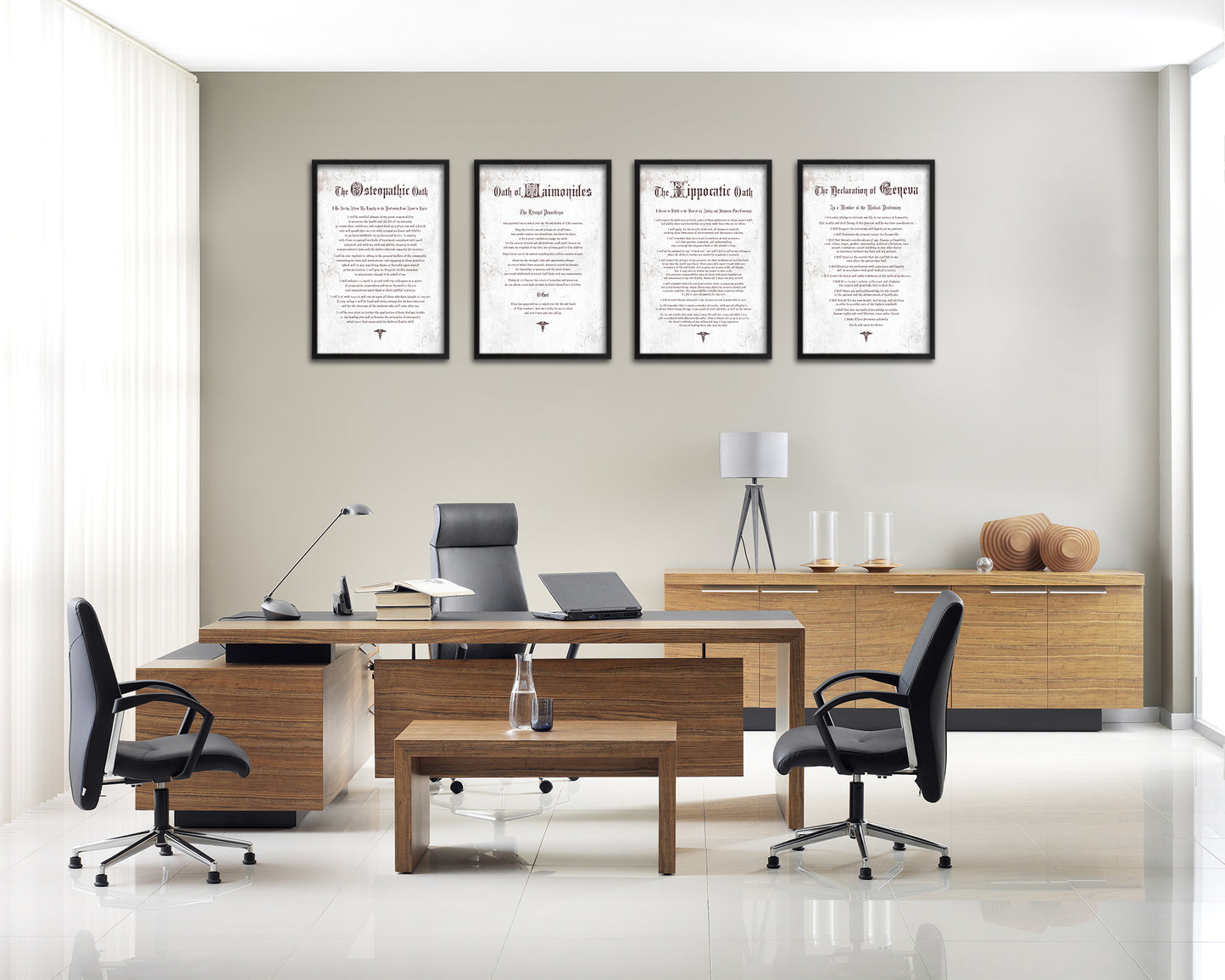 Geneva Oath Declarations Gifts for Medical Students Doctor Office Decor Wall Art, White
