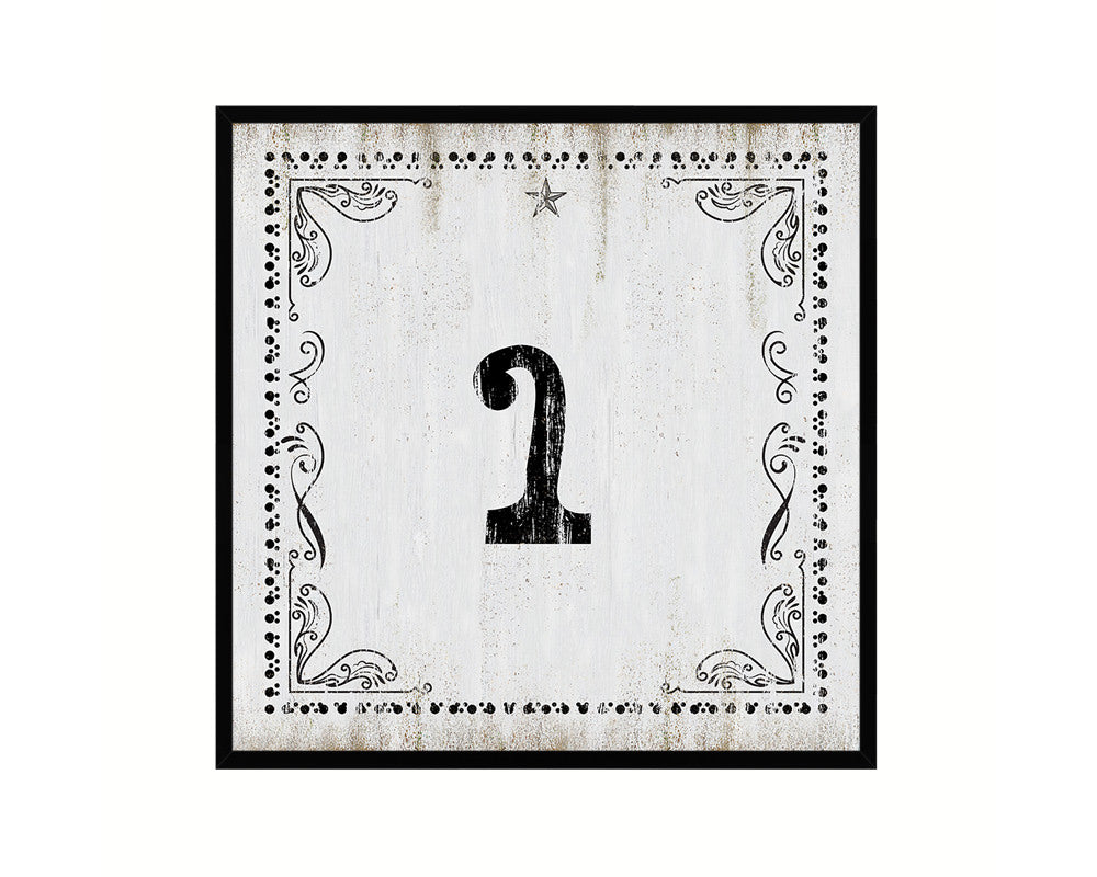 Number 1 Custom Monogram Name Sign Framed Prints Wall Art Décor, White Wash