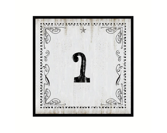 Number 1 Custom Monogram Name Sign Framed Prints Wall Art Décor, White Wash