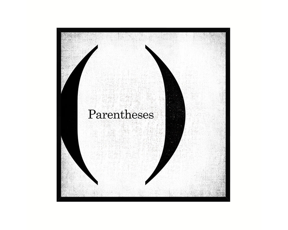 Parentheses Punctuation Symbol Framed Print Home Decor Wall Art Teacher Gifts
