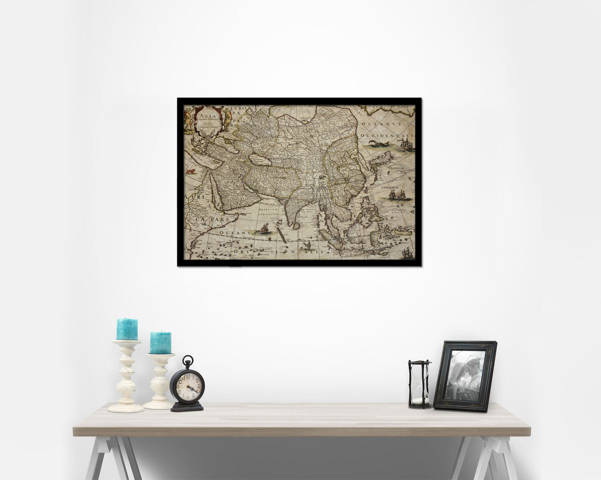 Asia Willem Blaeu Amsterdam 1640 Historical Map Framed Print Art Wall Decor Gifts