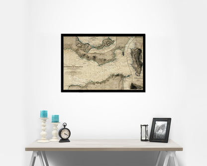 Gibraltar Historical Map Framed Print Art Wall Decor Gifts