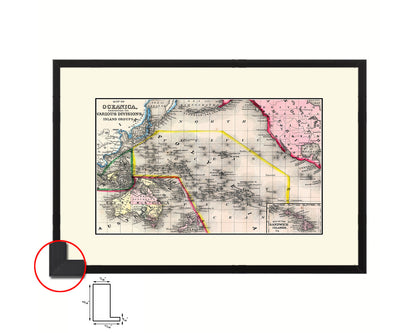 Oceanica Old Map Framed Print Art Wall Decor Gifts