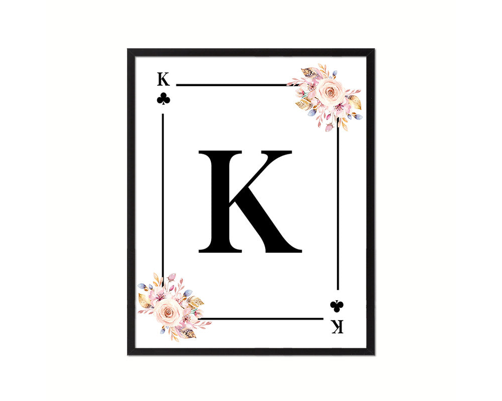 Letter K Custom Initial Boho Monogram Playing Card Framed Prints Wall Art