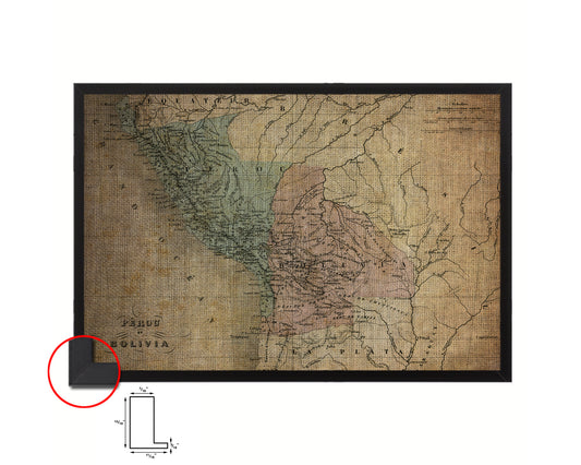 Peru and Bolivia Vintage Map Framed Print Art Wall Decor Gifts