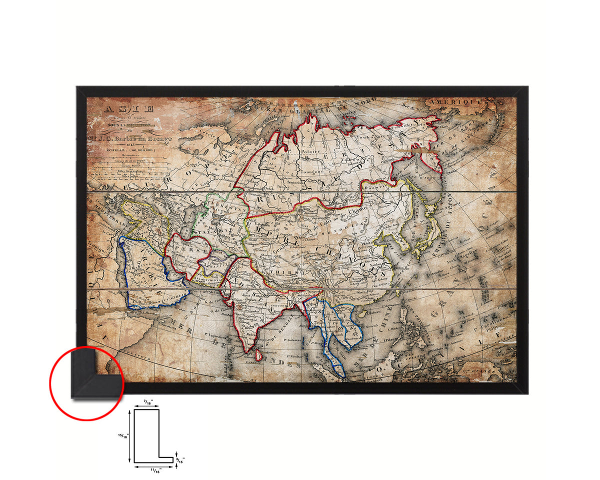 Asia 1846 Antique Map Framed Print Art Wall Decor Gifts