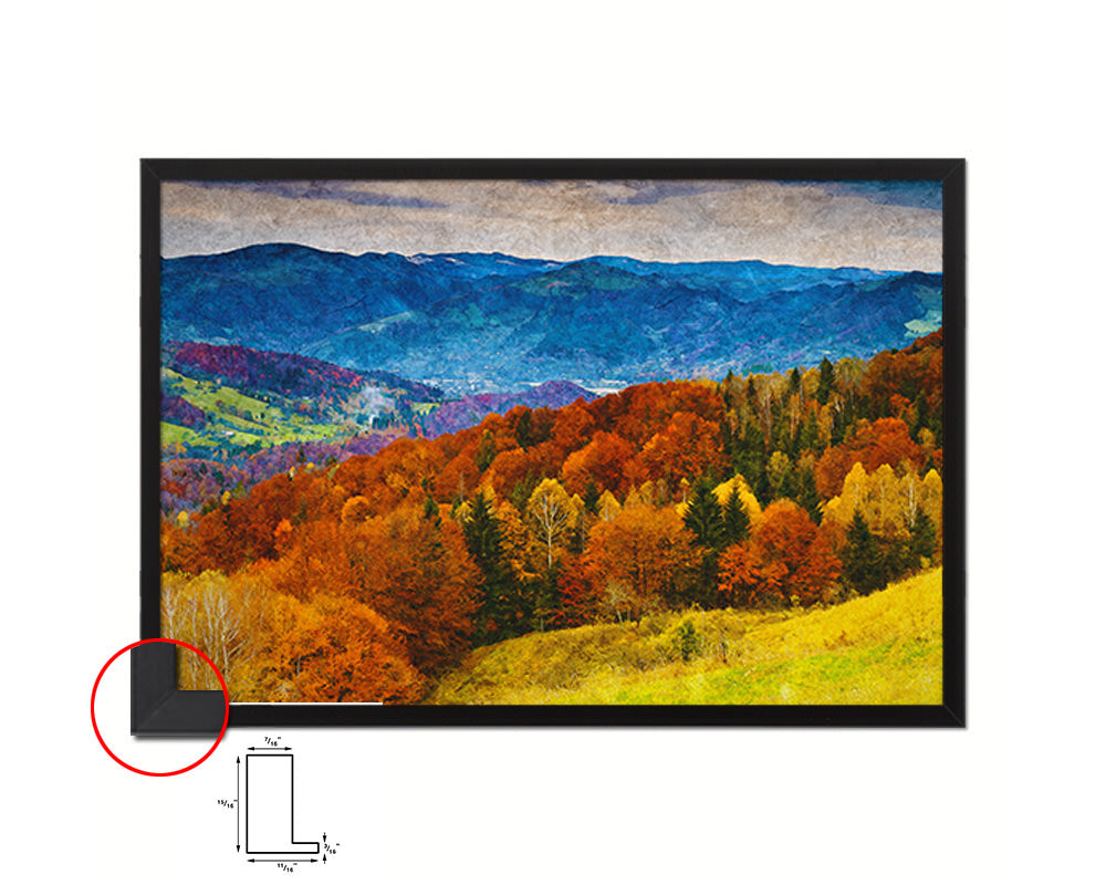 Autumn Forest Mountain Landscape Painting Print Art Frame Home Wall Decor Gifts