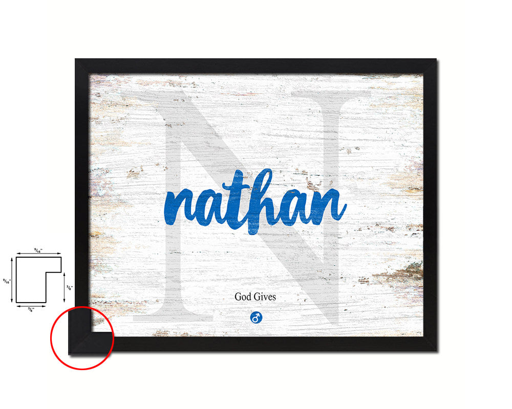 Nathan Personalized Bible Name Plate Framed Print Art Kids Baby Room Wall Decor Gifts