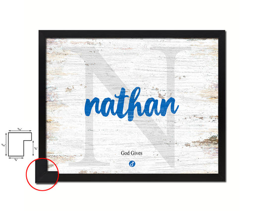 Nathan Personalized Bible Name Plate Framed Print Art Kids Baby Room Wall Decor Gifts
