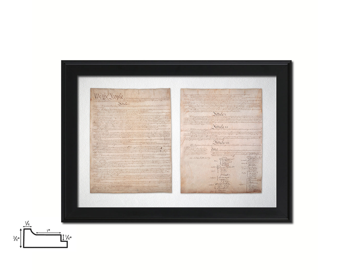 Constitution We the people US Historical Print Art Wood Framed Wall Decor Gifts, 12" x 16"