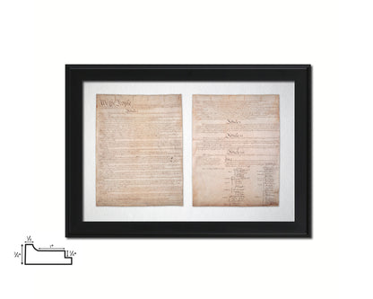 Constitution We the people US Historical Print Art Wood Framed Wall Decor Gifts, 12" x 16"
