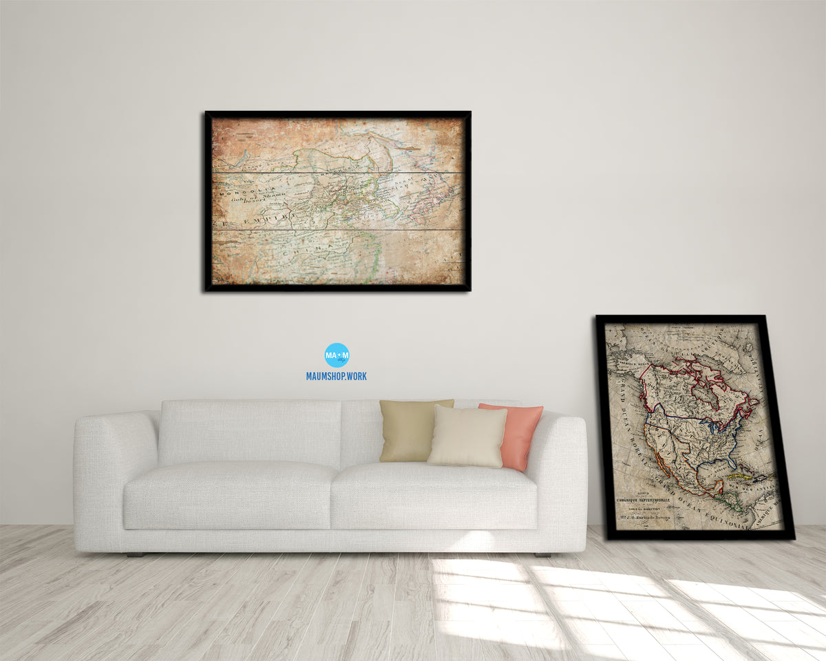 Europe and Asia Antique Map Framed Print Art Wall Decor Gifts