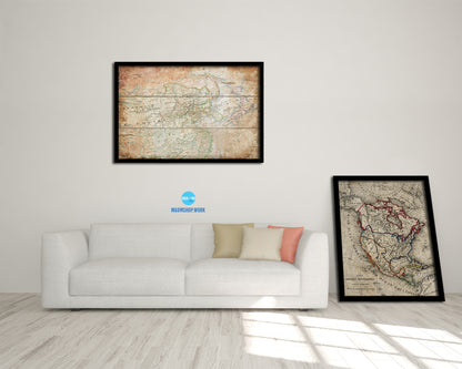 Europe and Asia Antique Map Framed Print Art Wall Decor Gifts