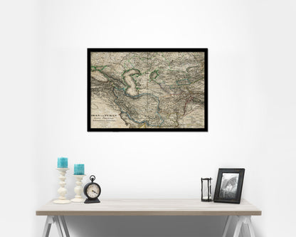 Middle East Iran Iraq Historical Map Framed Print Art Wall Decor Gifts
