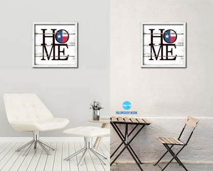 Texas State Flag Home Sign Framed Print Decor Wall Art Gifts