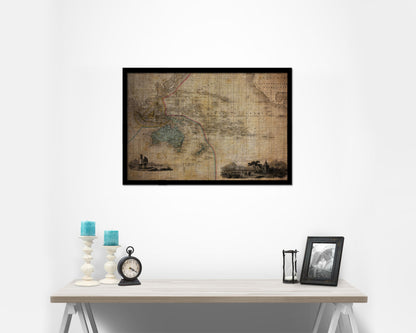 Australia New Zealand Oceania Cruises Vintage Map Framed Print Art Wall Decor Gifts
