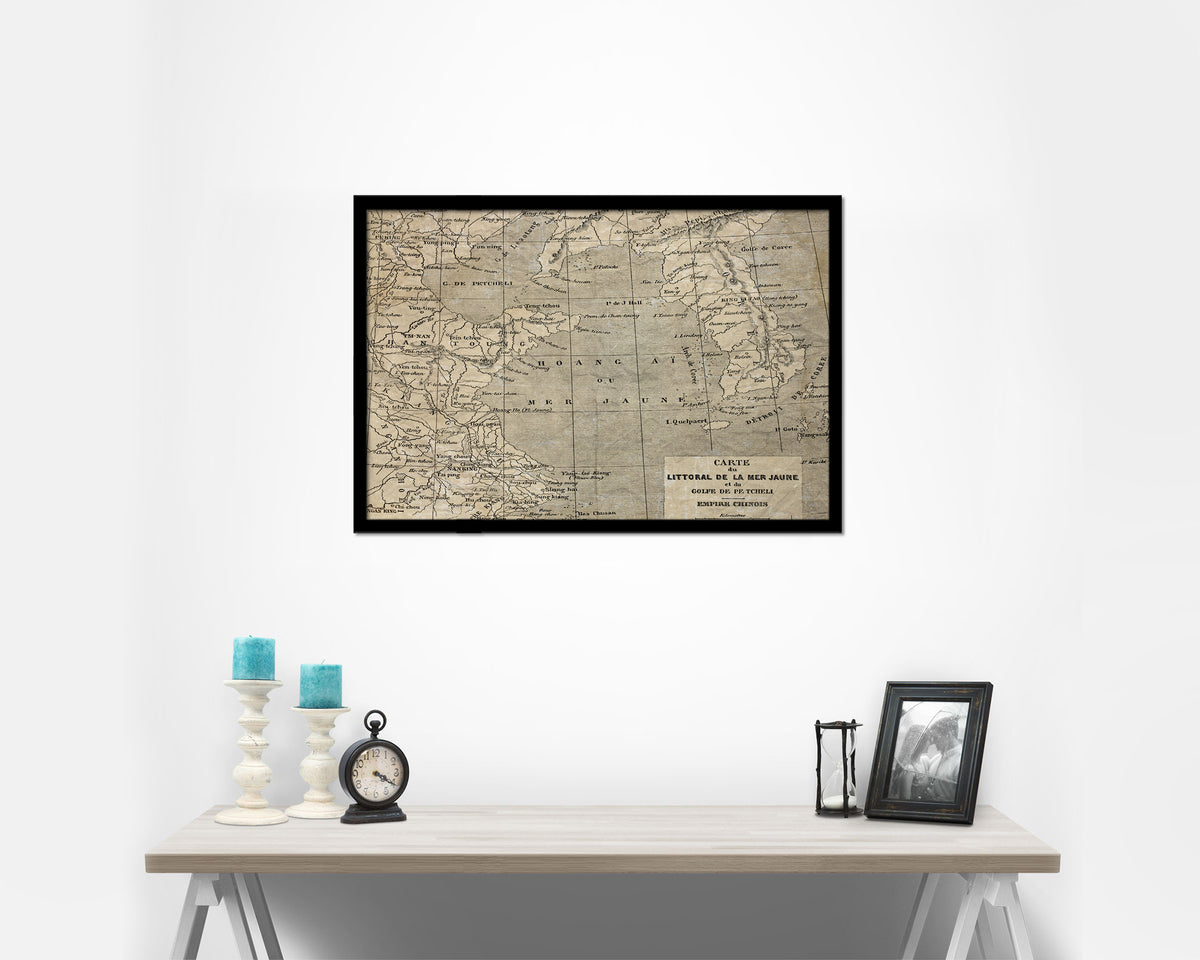 Yellow Sea Coast Erhard Bonaparte Paris 1864 Historical Map Framed Print Art Wall Decor Gifts