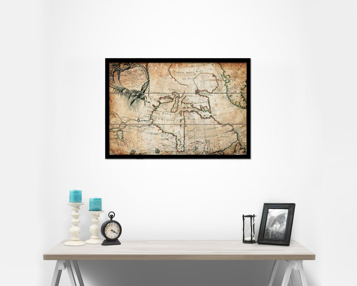 North East Canada and Greenland Antique Map Framed Print Art Wall Decor Gifts