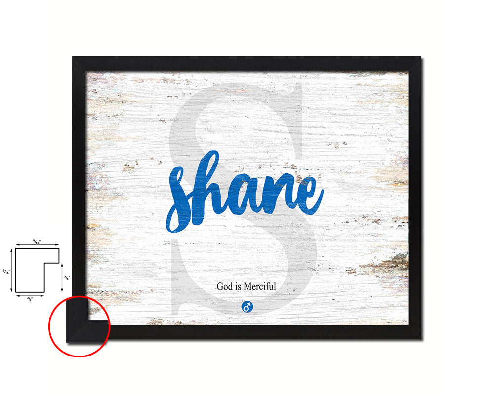 Shane Personalized Bible Name Plate Framed Print Art Kids Baby Room Wall Decor Gifts