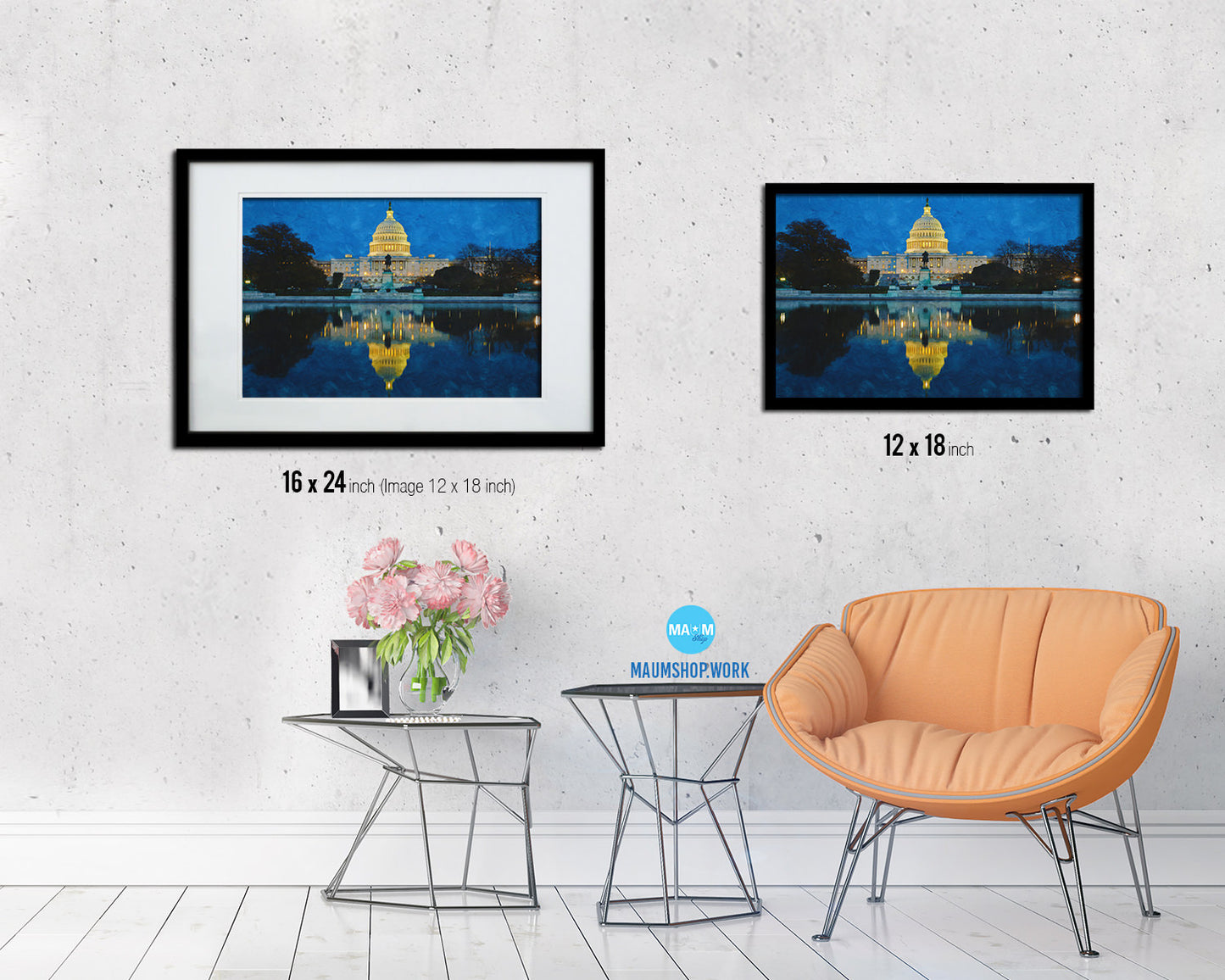 Washington DC White House Landscape Painting Print Art Frame Home Wall Decor Gifts