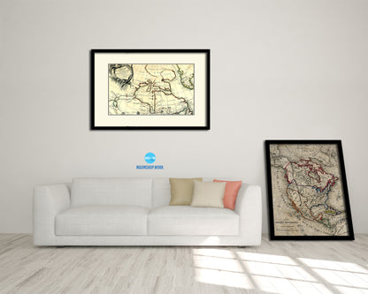 North East Canada and Greenland Old Map Framed Print Art Wall Decor Gifts