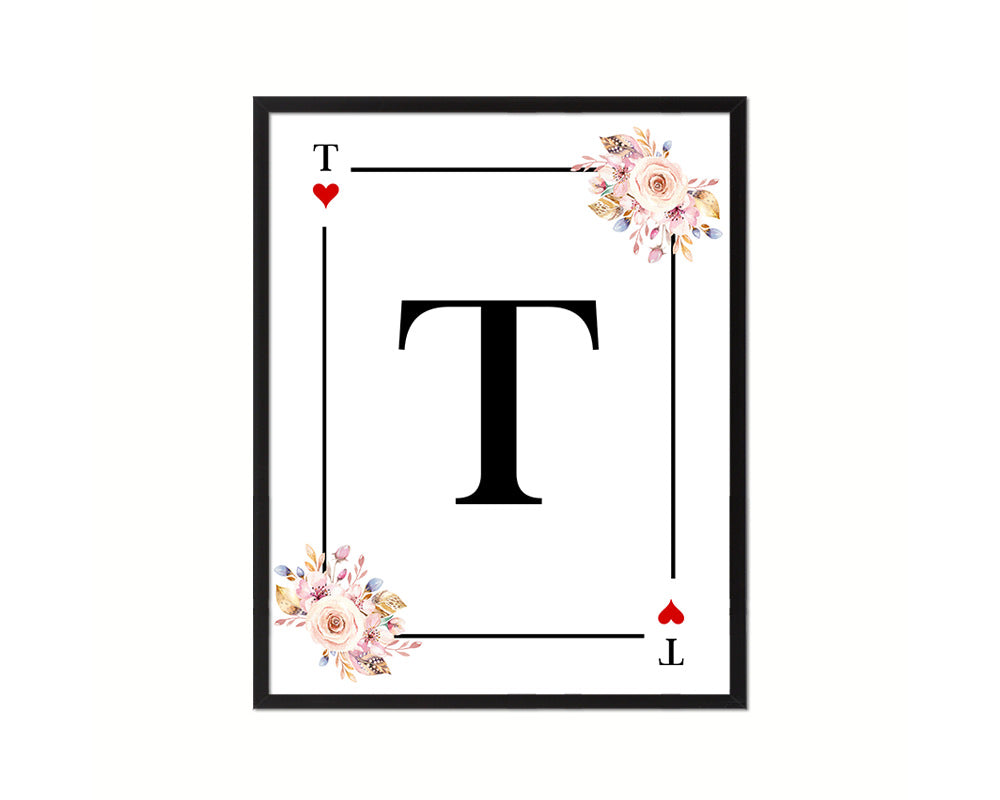 Letter T Custom Initial Boho Monogram Playing Card Framed Prints Wall Art