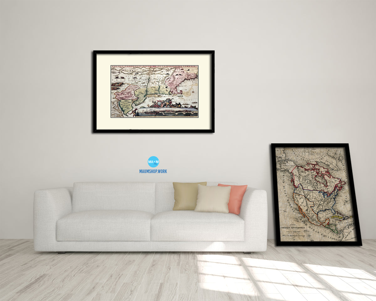 New England Carel Allard Amsterdam 1700 Old Map Framed Print Art Wall Decor Gifts